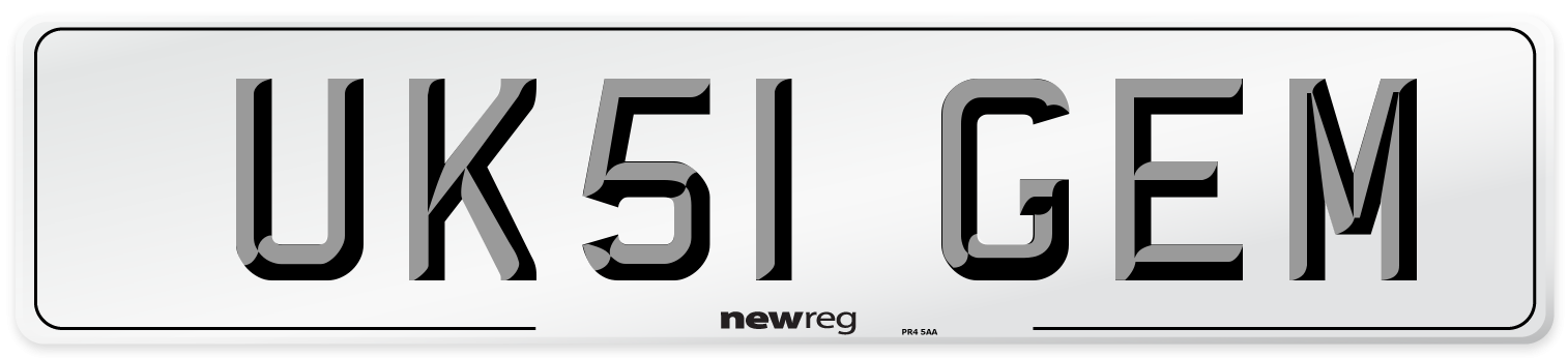 UK51 GEM Number Plate from New Reg